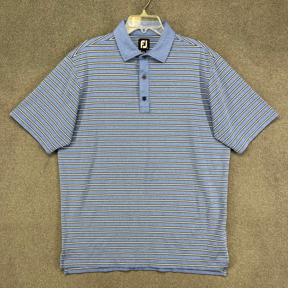 FootJoy Polo Shirt Mens Large Blue‎ Striped Short Sleeve Golf Performance ProDry